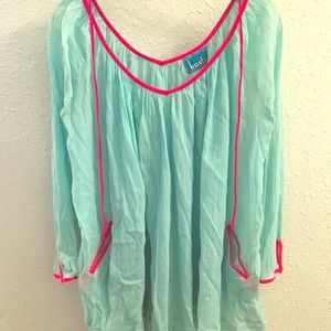 Teal bathing suit cover